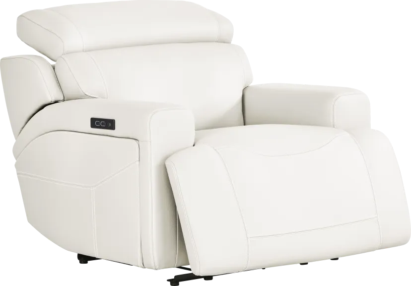 Alessio White Leather Dual Power Recliner