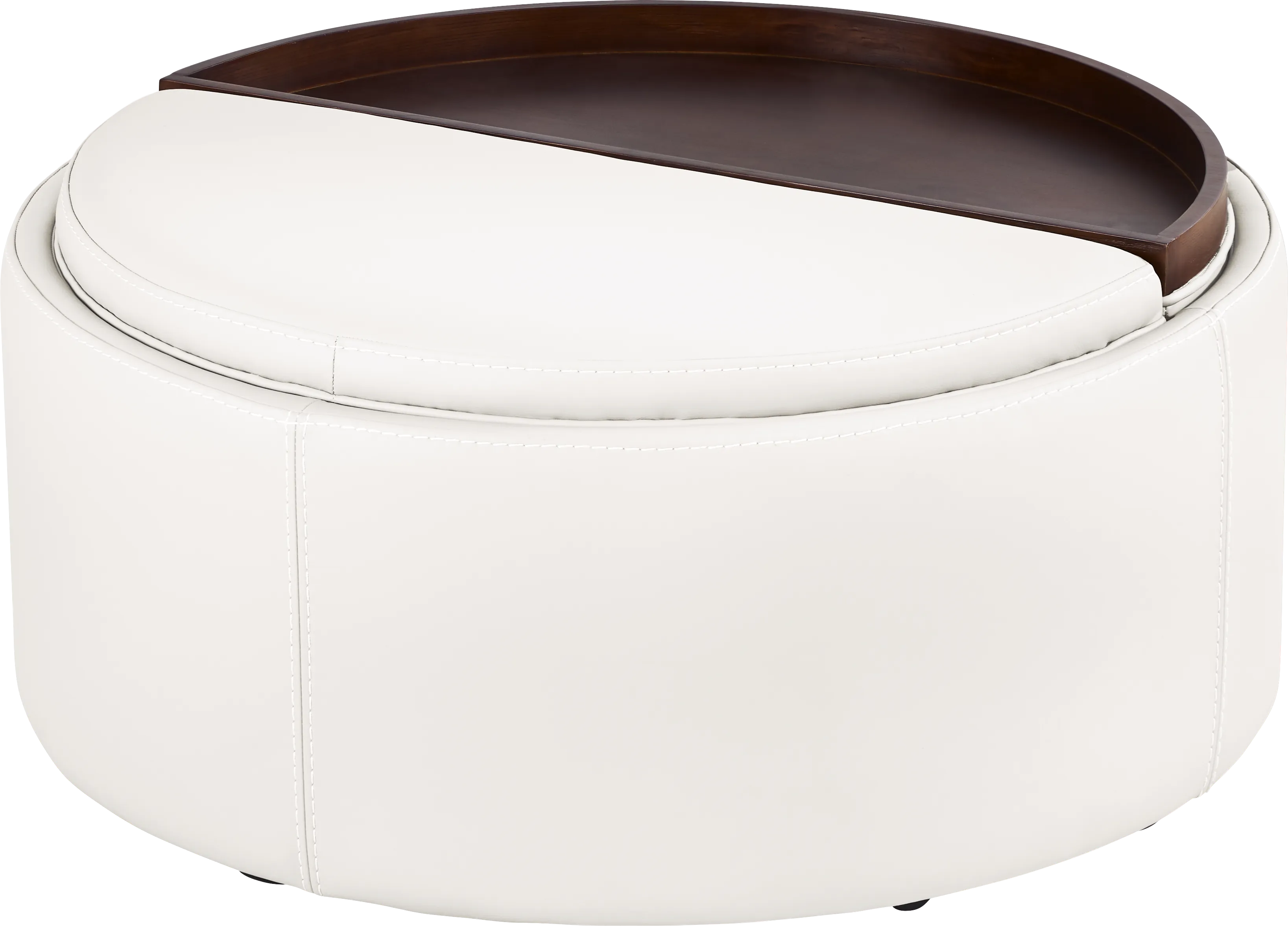Alessio White Leather Cocktail Storage Ottoman - Thumbnail - Image 1