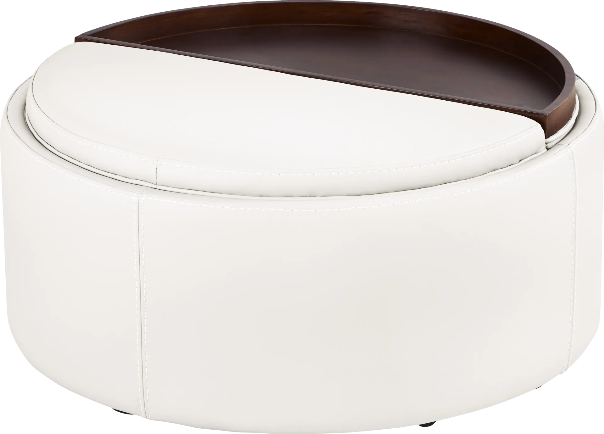 Alessio White Leather Cocktail Storage Ottoman - Image 1