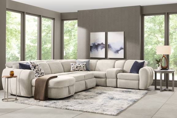 Laurel Heights Gray 6 Pc Dual Power Reclining Sleeper Sectional