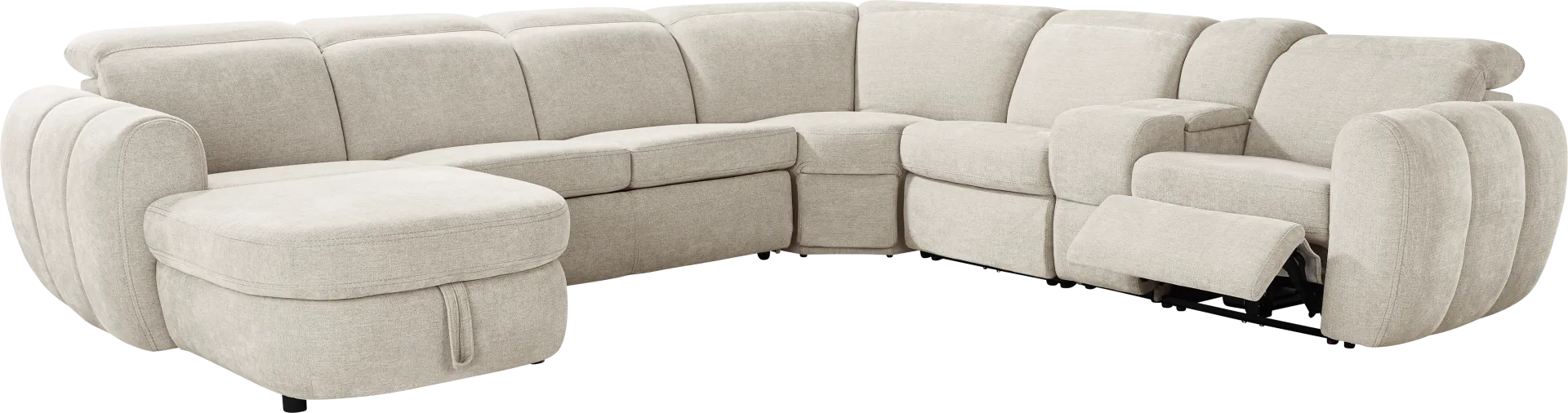 Laurel Heights Gray 6 Pc Dual Power Reclining Sleeper Sectional - Image 1
