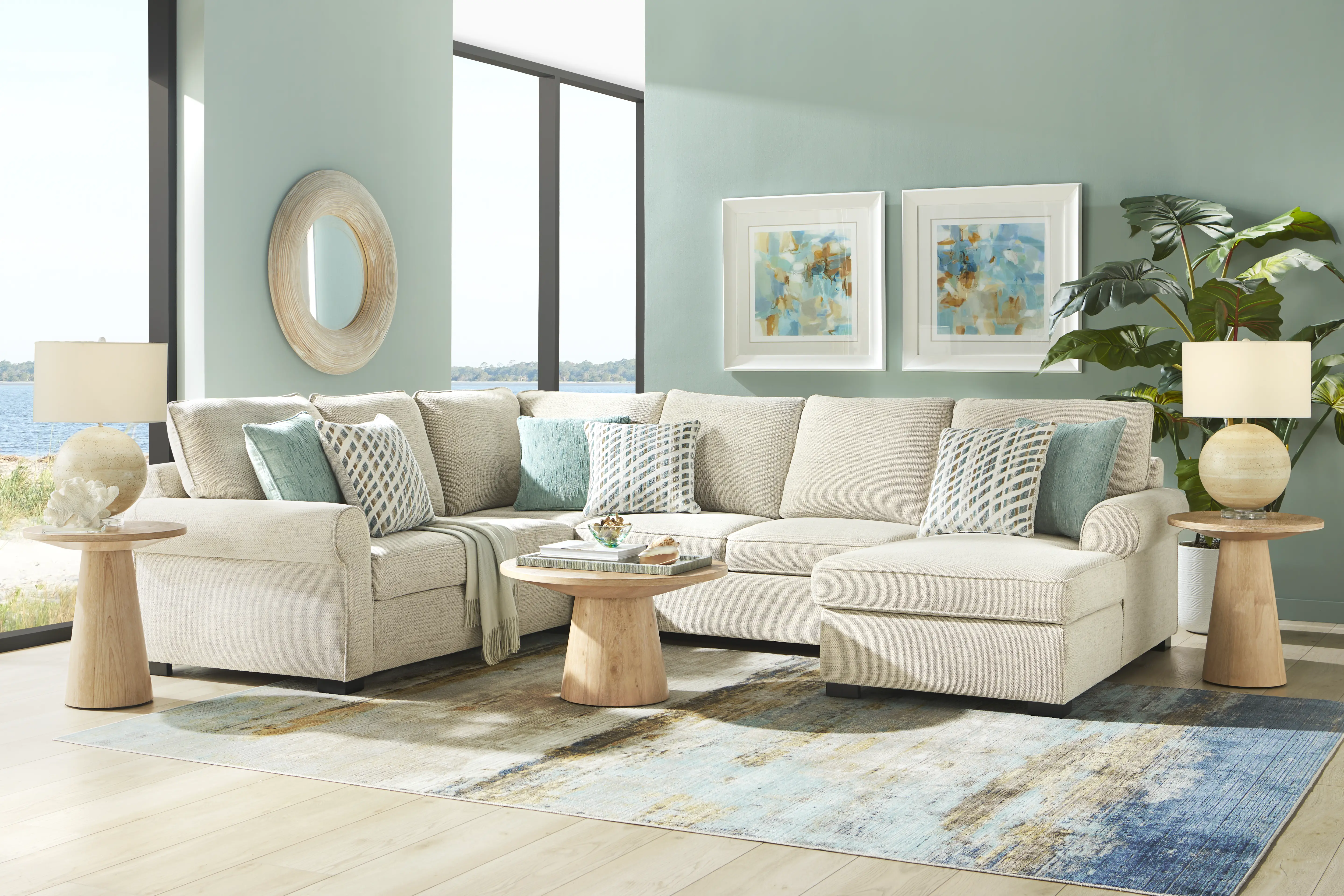 Rivera Cream 3 Pc Sleeper Sectional - Thumbnail - Image 2