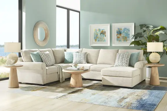 Rivera Cream 3 Pc Sleeper Sectional