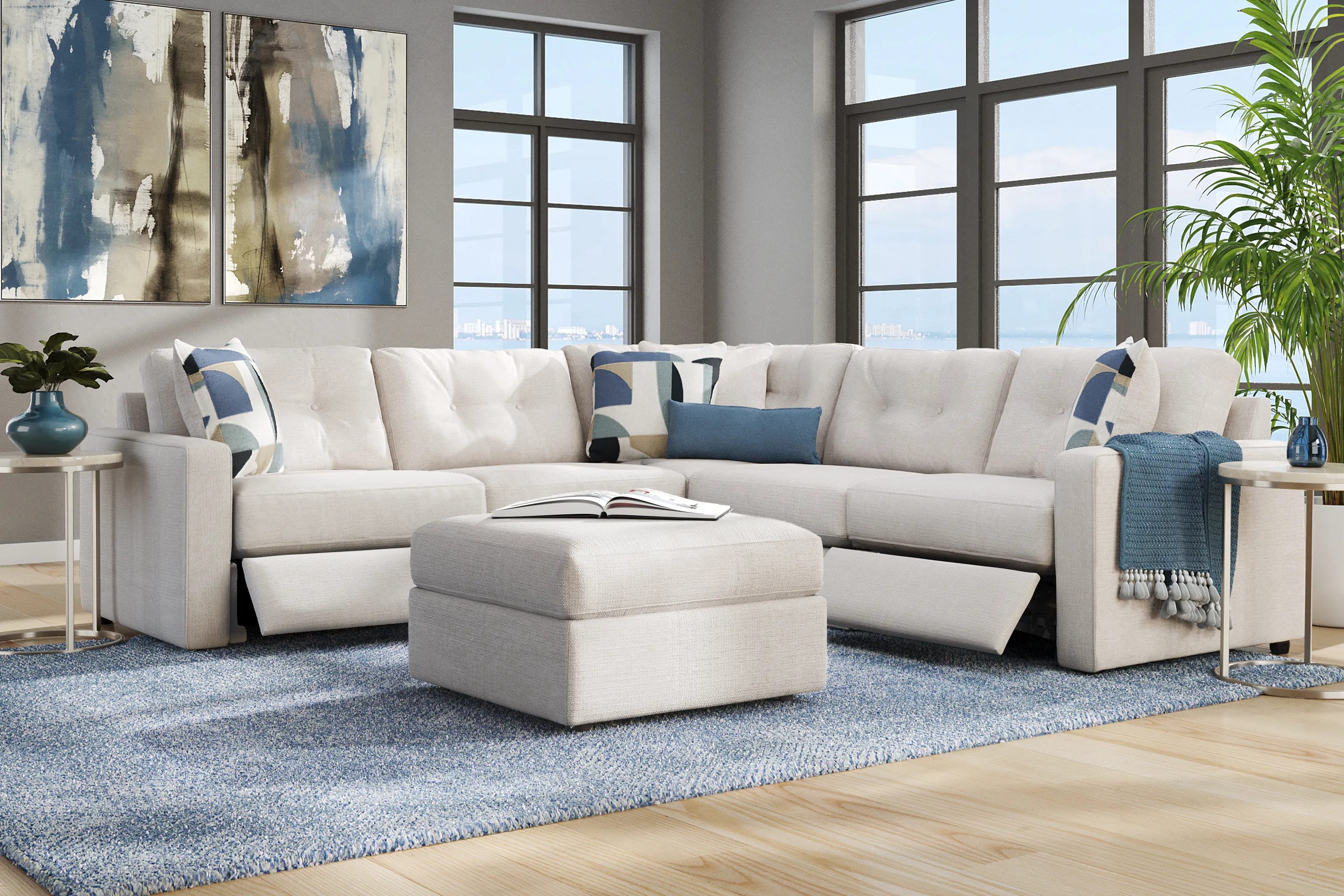 Off-White 5 Pc Power Reclining ModularOne - Thumbnail - Image 2