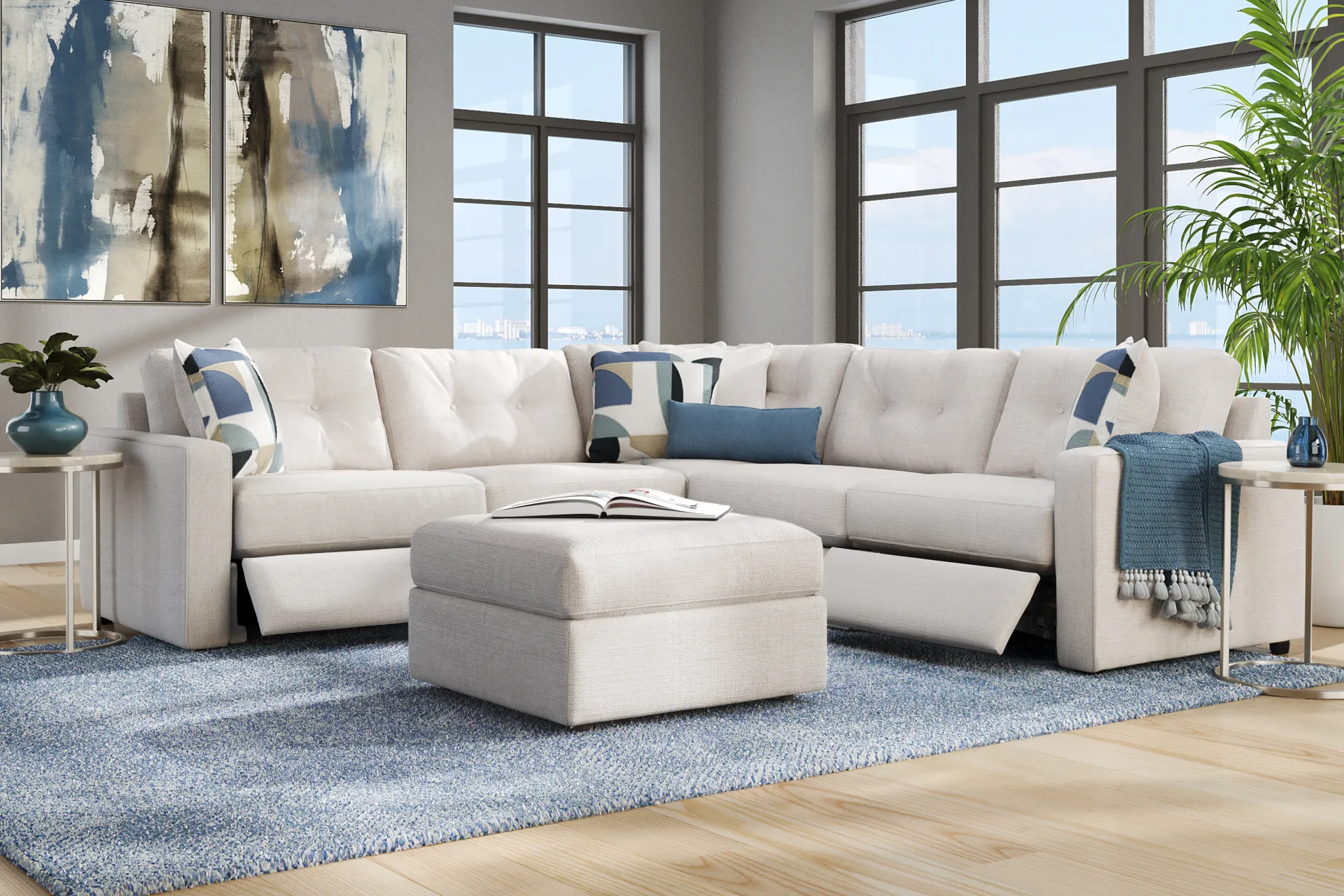 Off-White 5 Pc Power Reclining ModularOne - Image 2