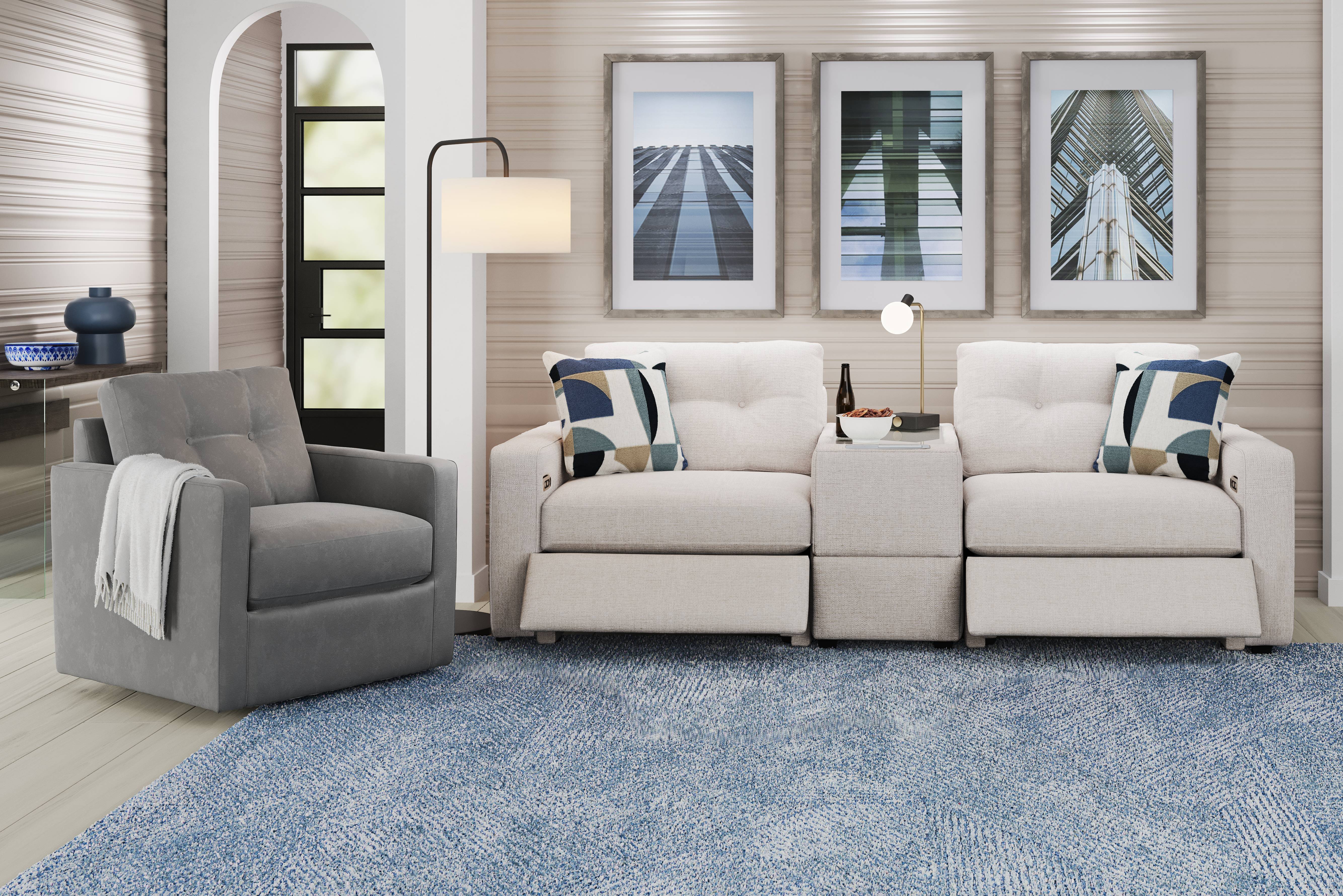 Off-White 3 Pc Power Reclining ModularOne with Media Console - Thumbnail - Image 2