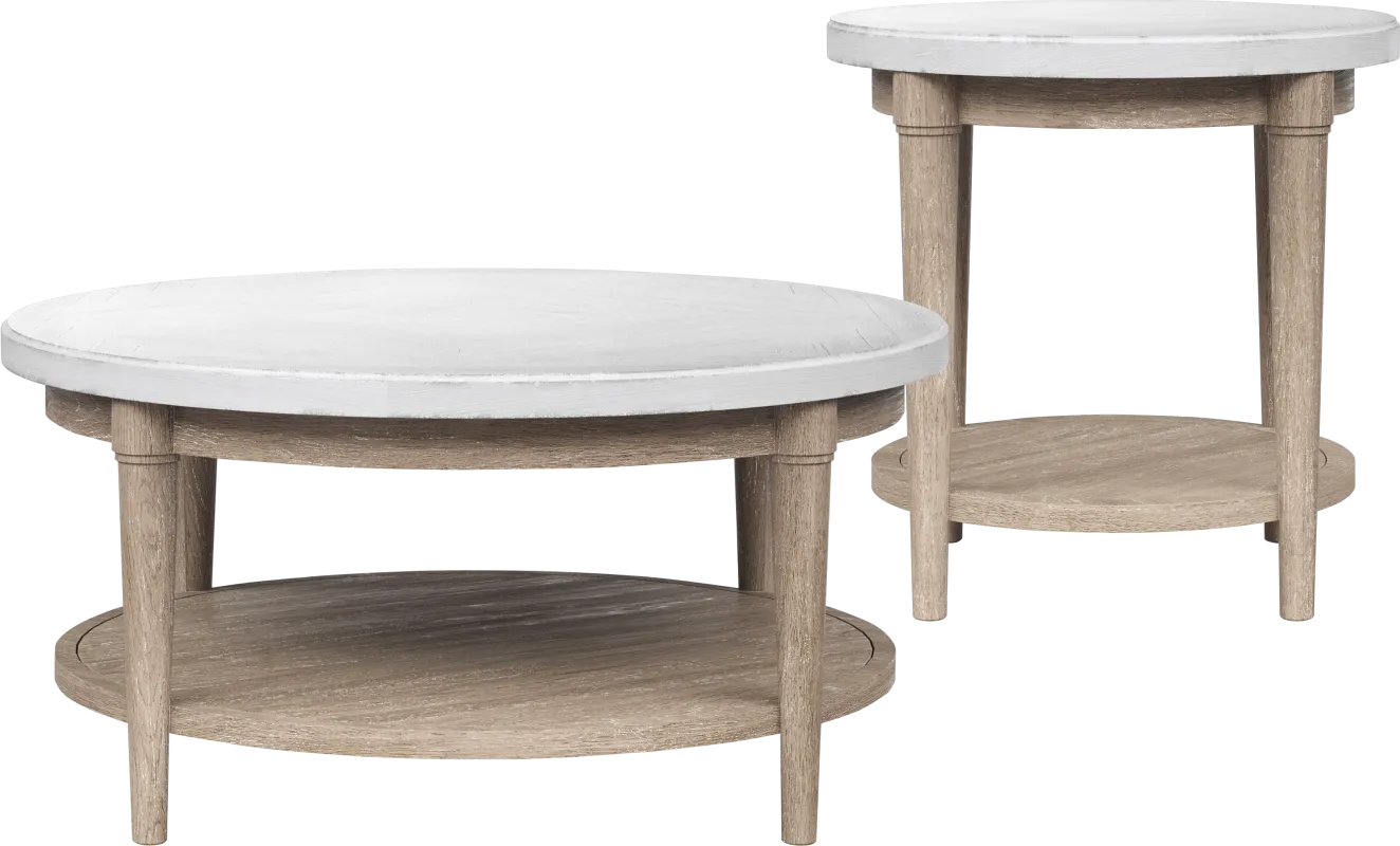 Oakwood Terrace Sand 2 Pc Round Table Set