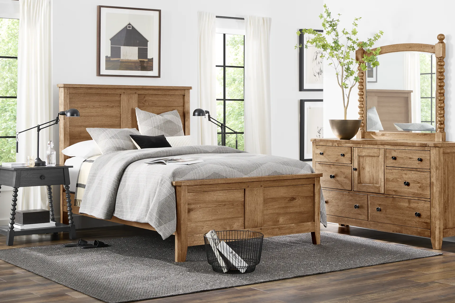Hargrove Light Oak 7 Pc King Panel Bedroom - Image 1