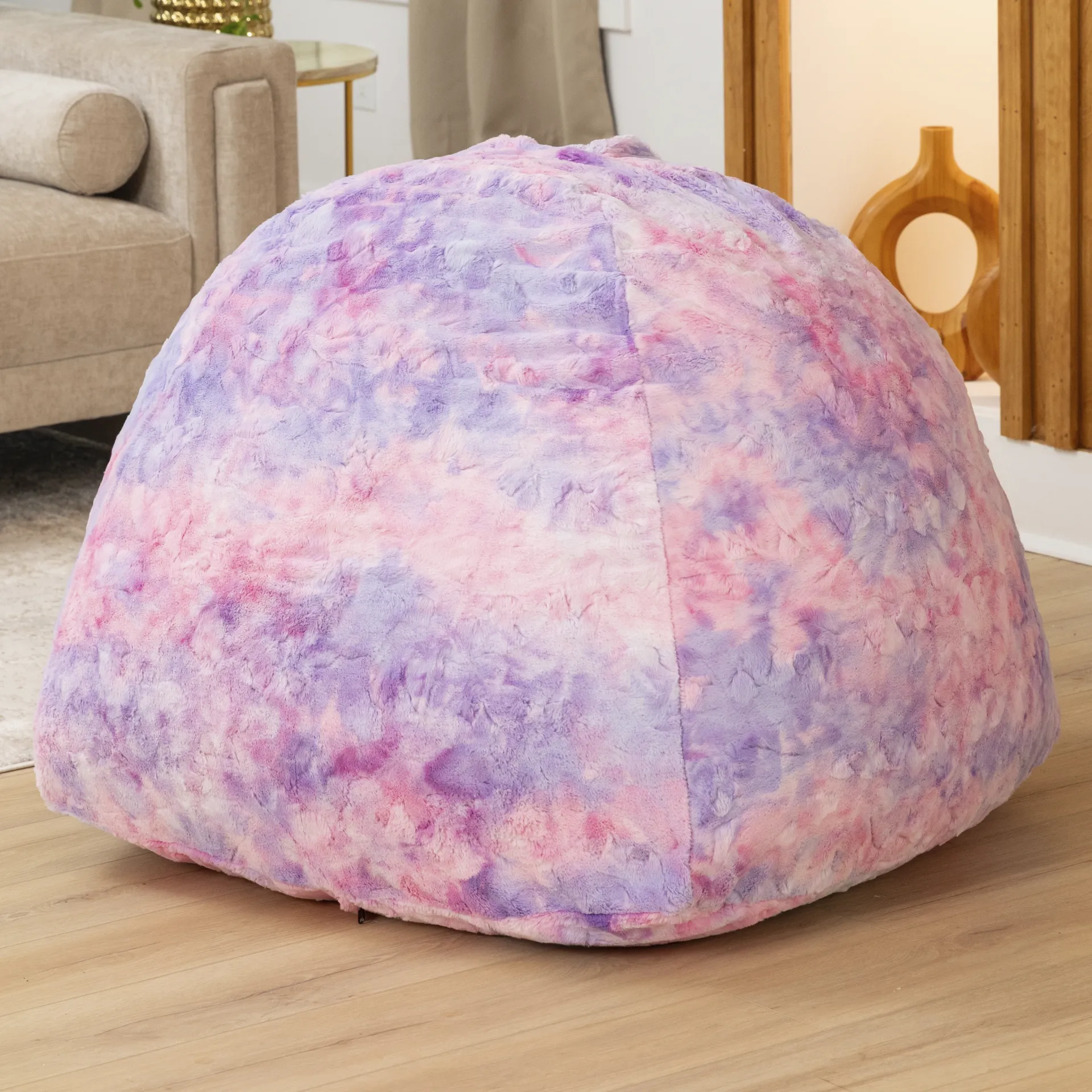 Kids Gumdrop Pink Foam Beanbag Chair - Image 2