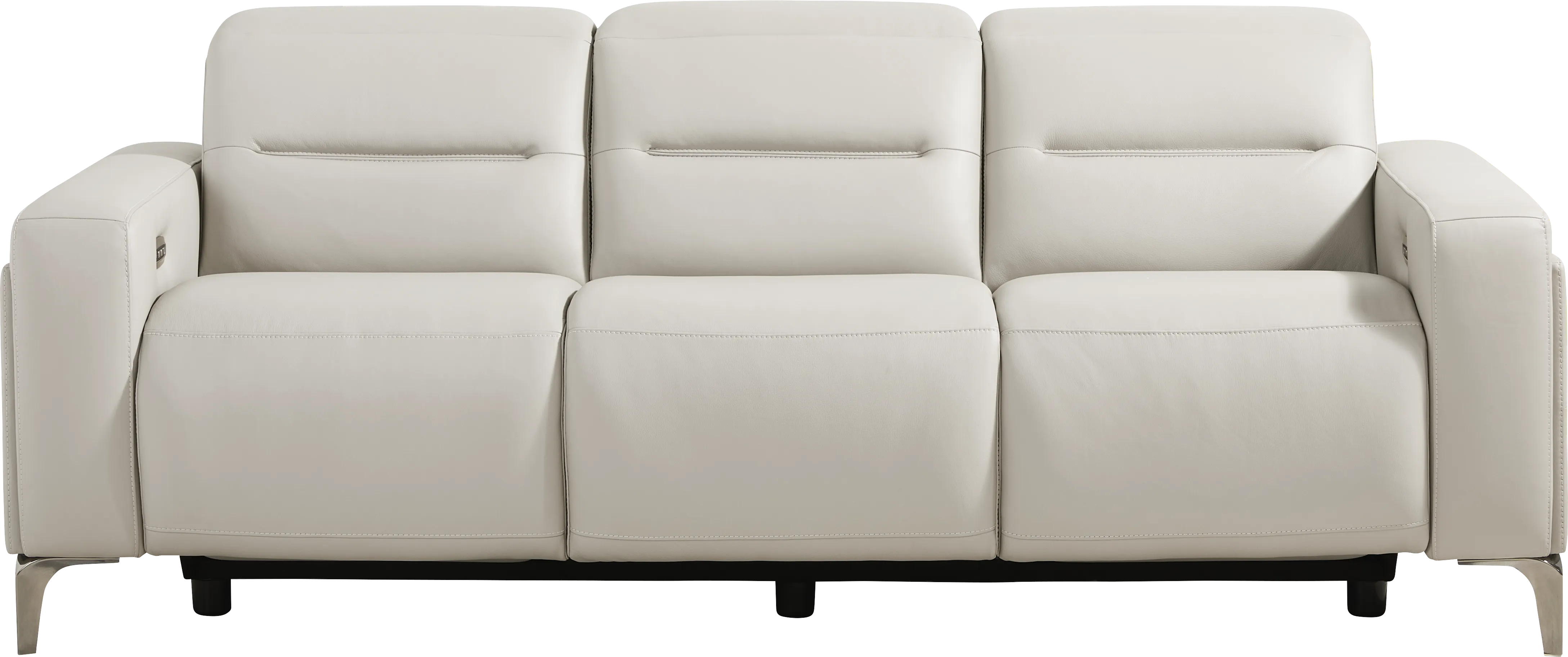 Amalfi Gray Leather Dual Power Reclining Sofa - Thumbnail - Image 1