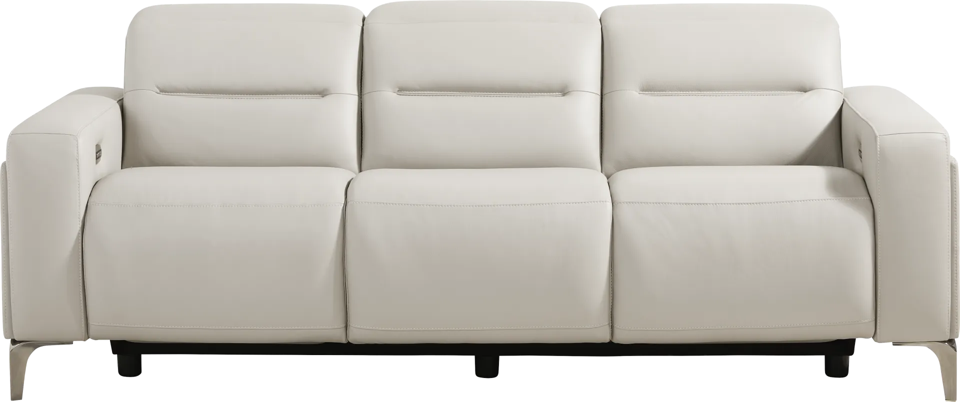 Amalfi Gray Leather Dual Power Reclining Sofa - Image 1