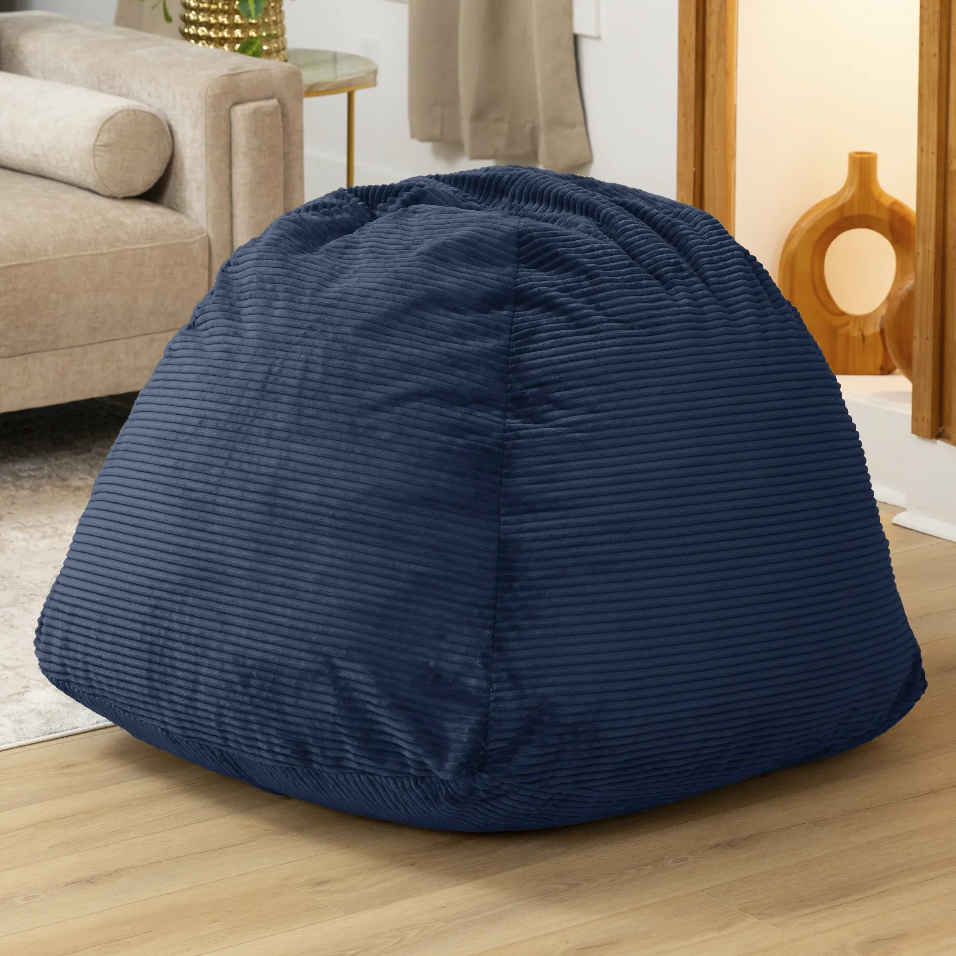 Kids Gumdrop Navy Foam Beanbag Chair - Image 2