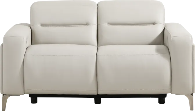 Amalfi Gray Leather Dual Power Reclining Loveseat