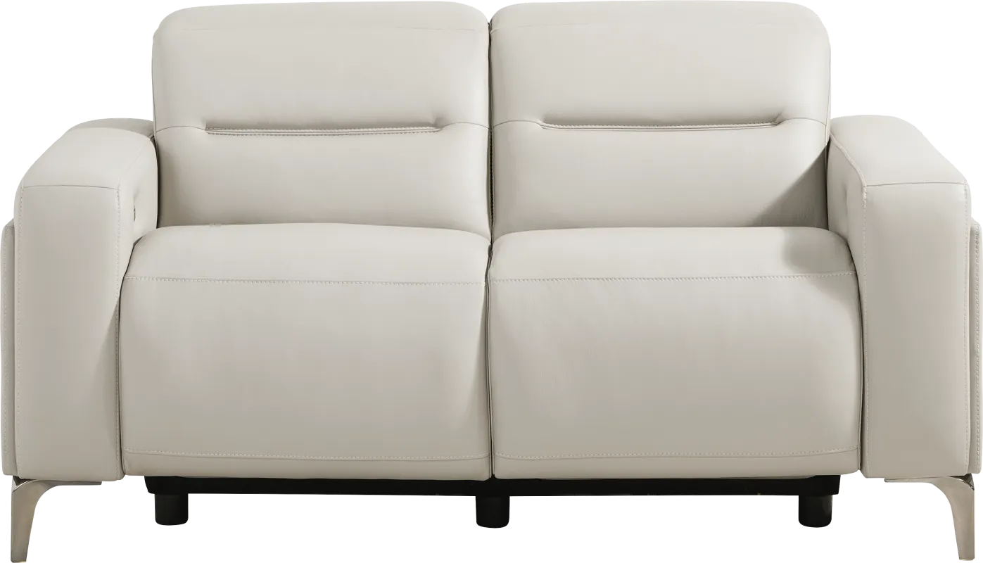 Amalfi Gray Leather Dual Power Reclining Loveseat