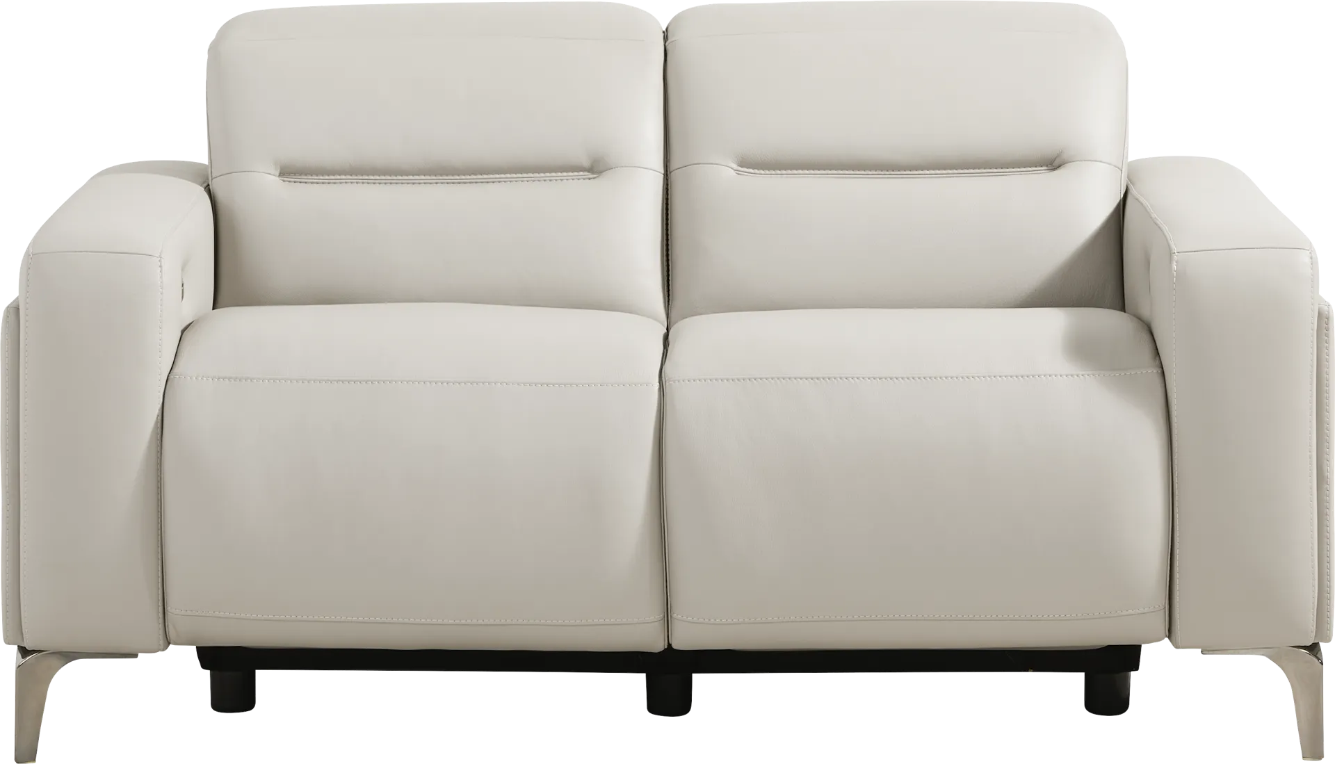 Amalfi Gray Leather Dual Power Reclining Loveseat - Image 1