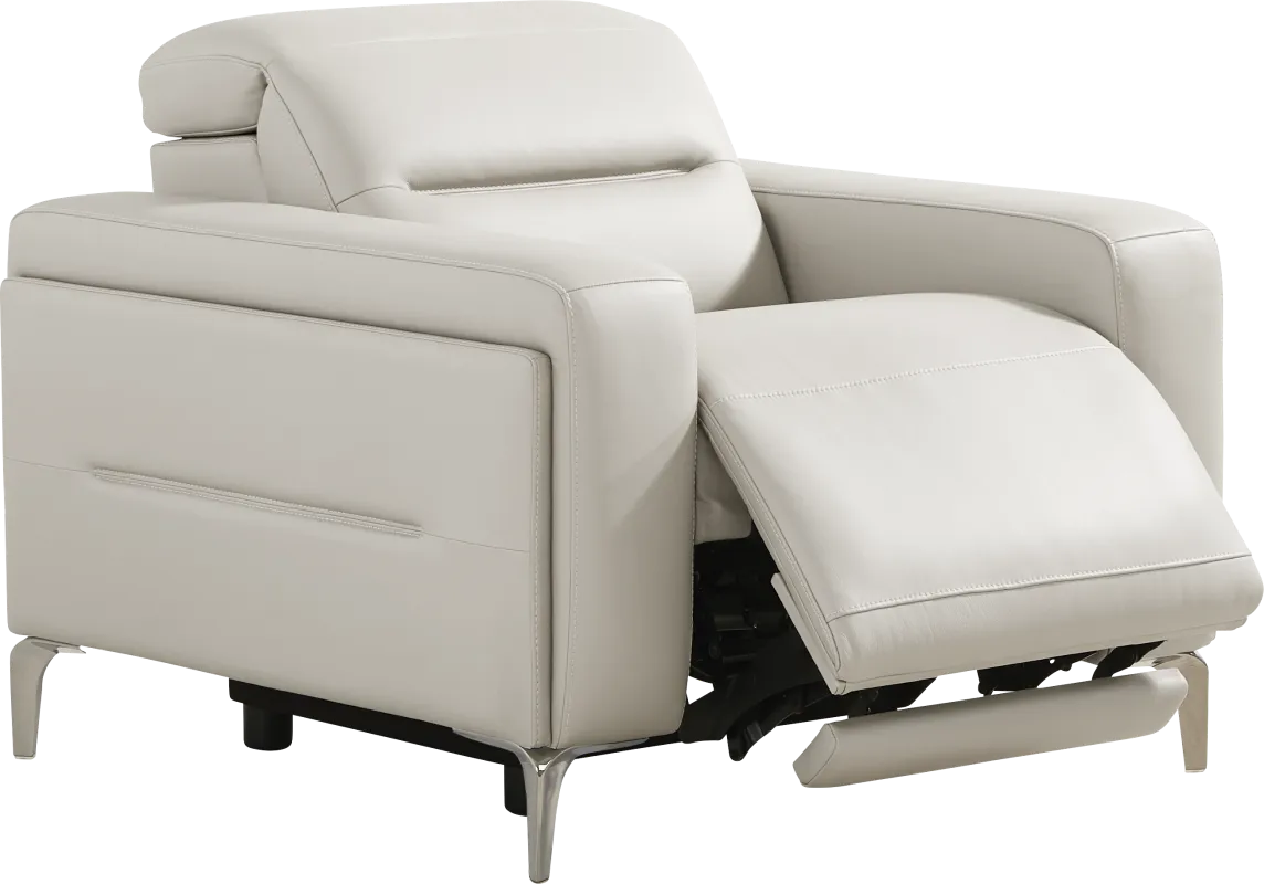 Amalfi Gray Leather Dual Power Recliner