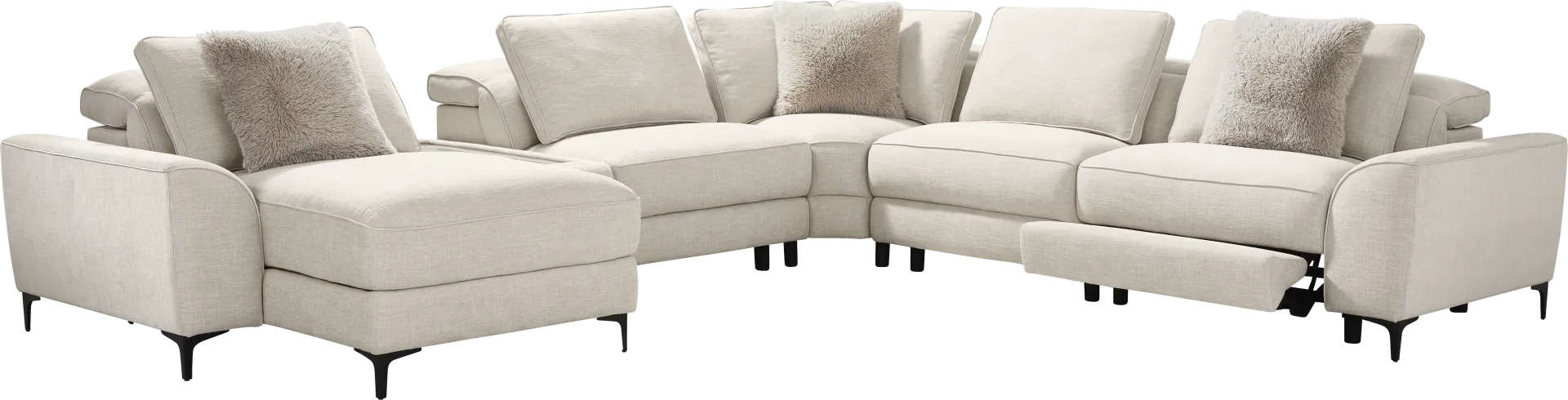 Aspen Sand 6 Pc Dual Power Reclining Sectional with Media Console - Image 1