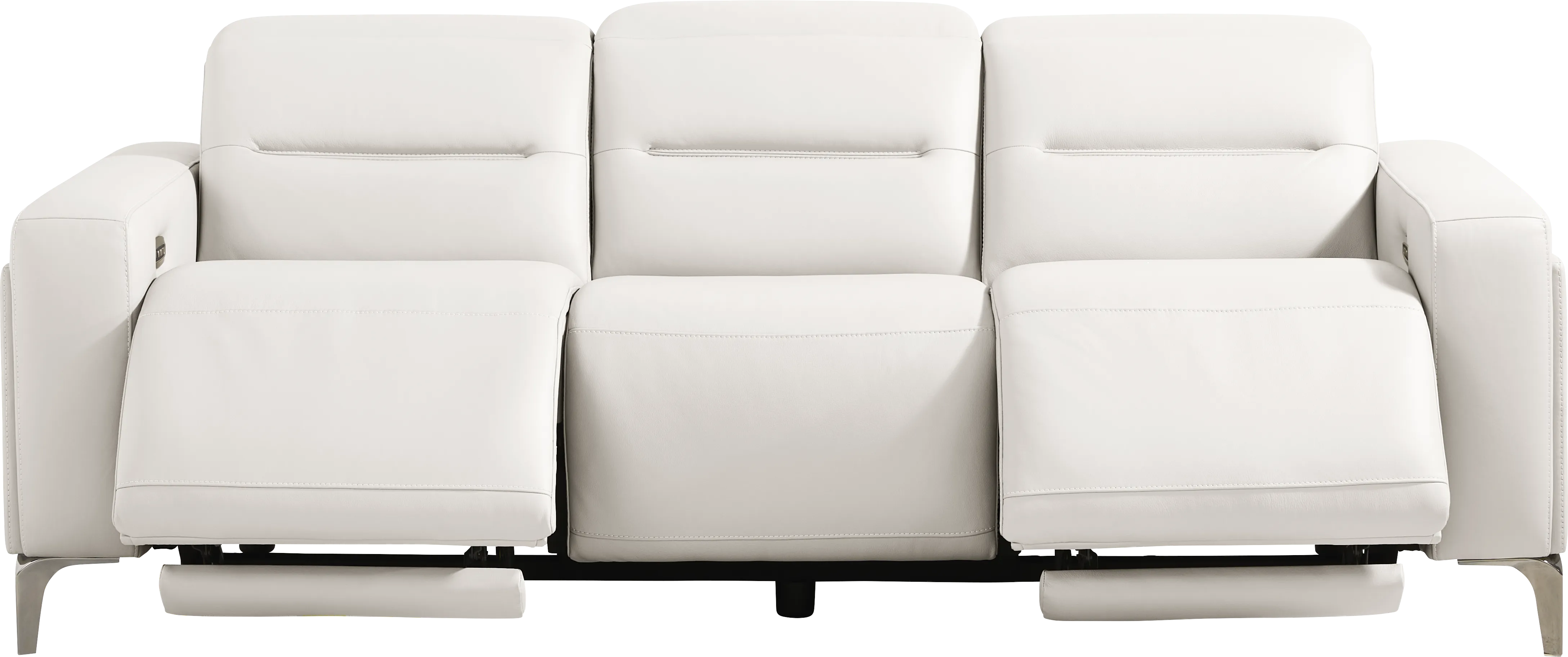 Amalfi White Leather Dual Power Reclining Sofa - Thumbnail - Image 1