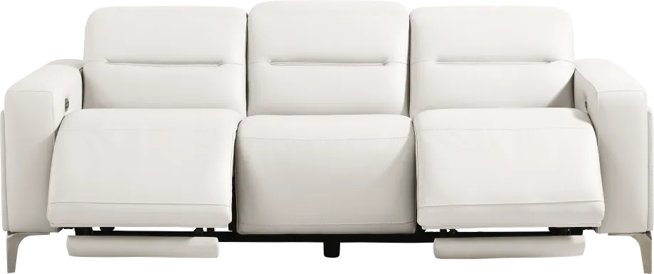 Amalfi White Leather Dual Power Reclining Sofa