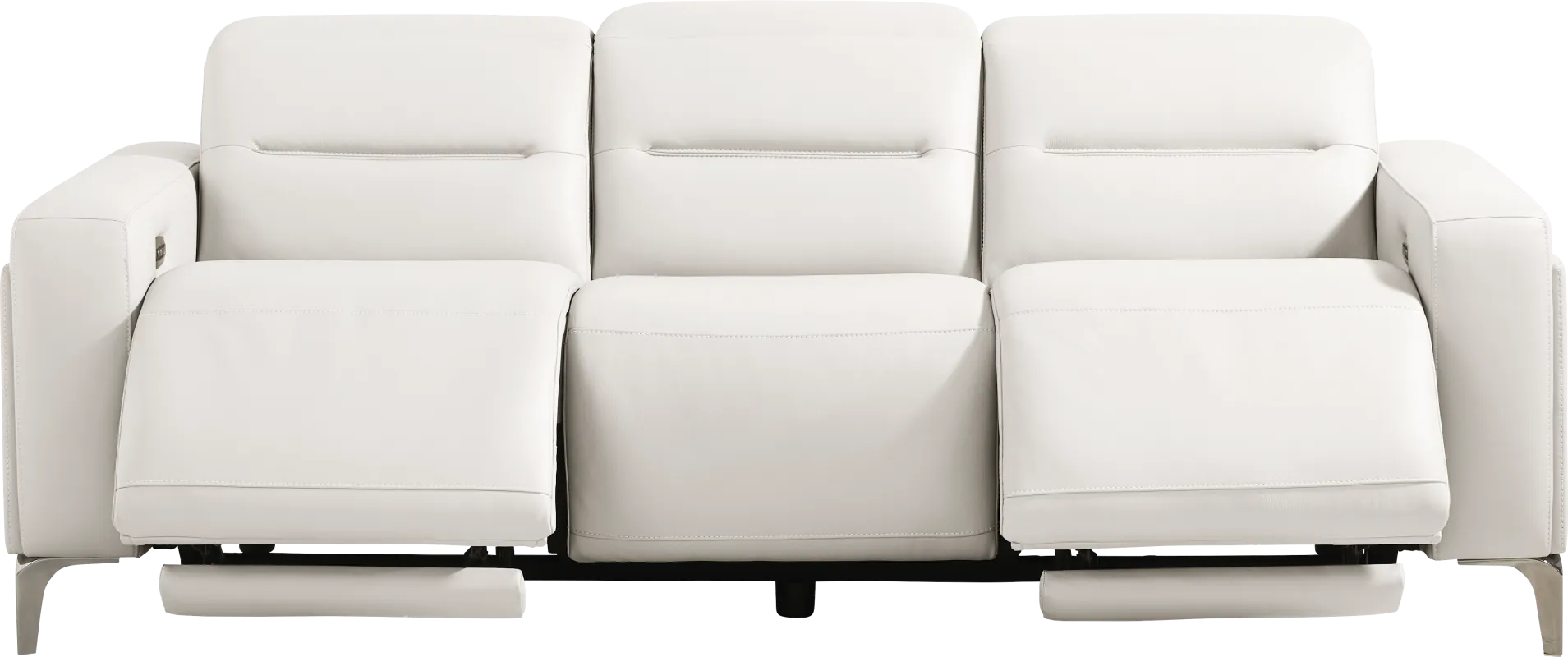 Amalfi White Leather Dual Power Reclining Sofa
