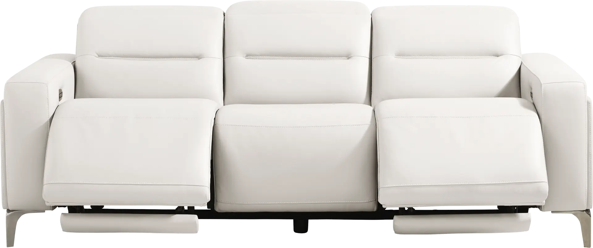 Amalfi White Leather Dual Power Reclining Sofa