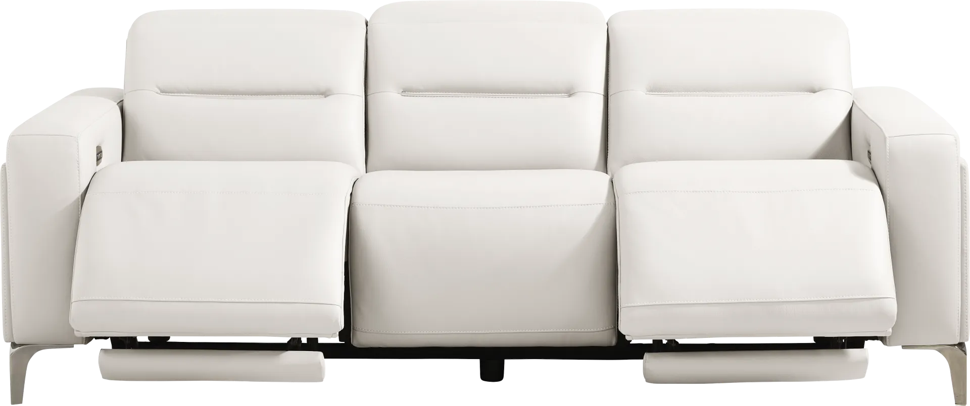 Amalfi White Leather Dual Power Reclining Sofa - Image 1