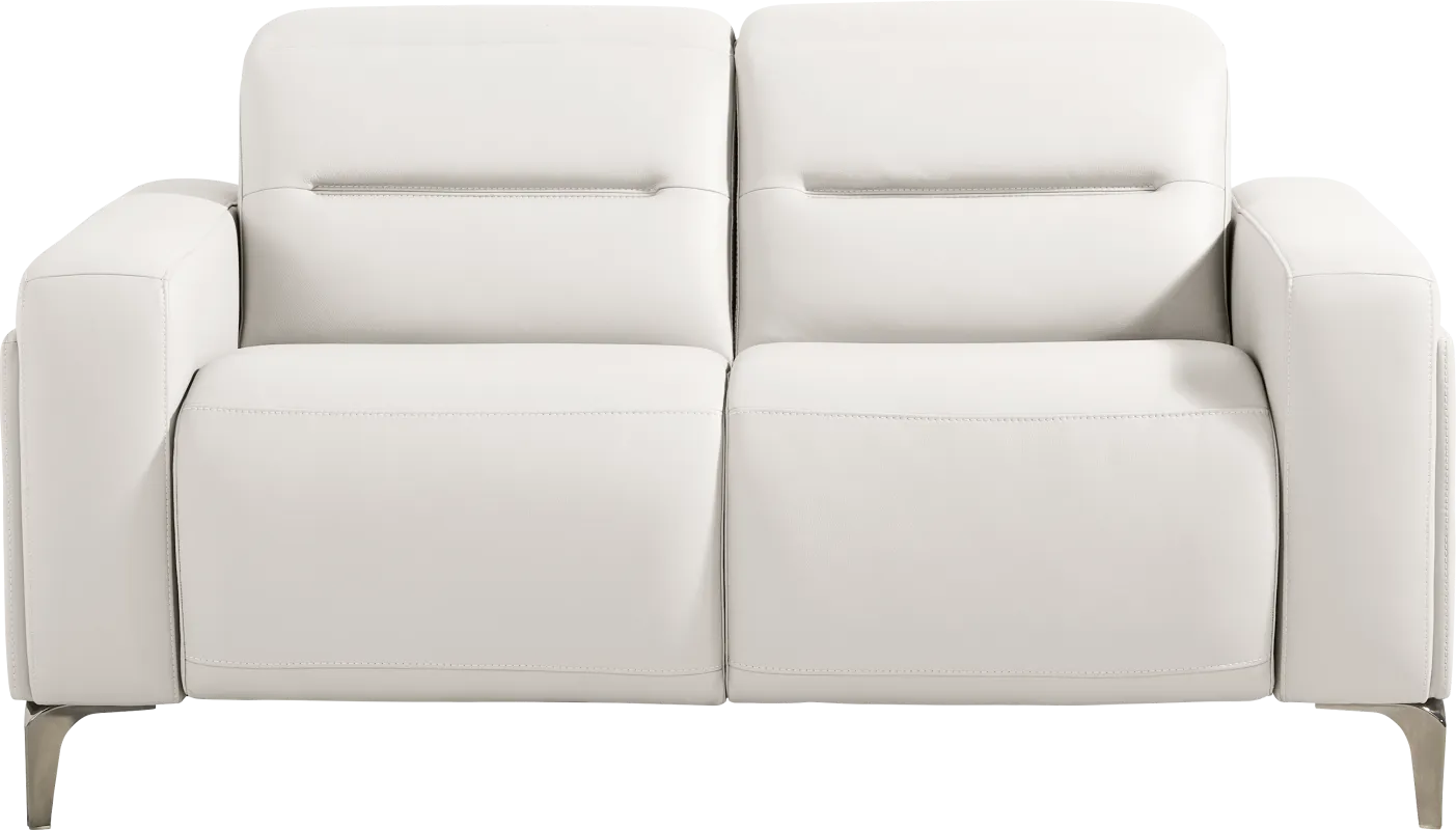 Amalfi White Leather Loveseat