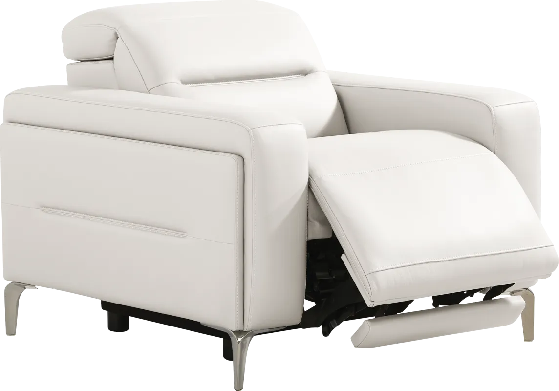 Amalfi White Leather Dual Power Recliner