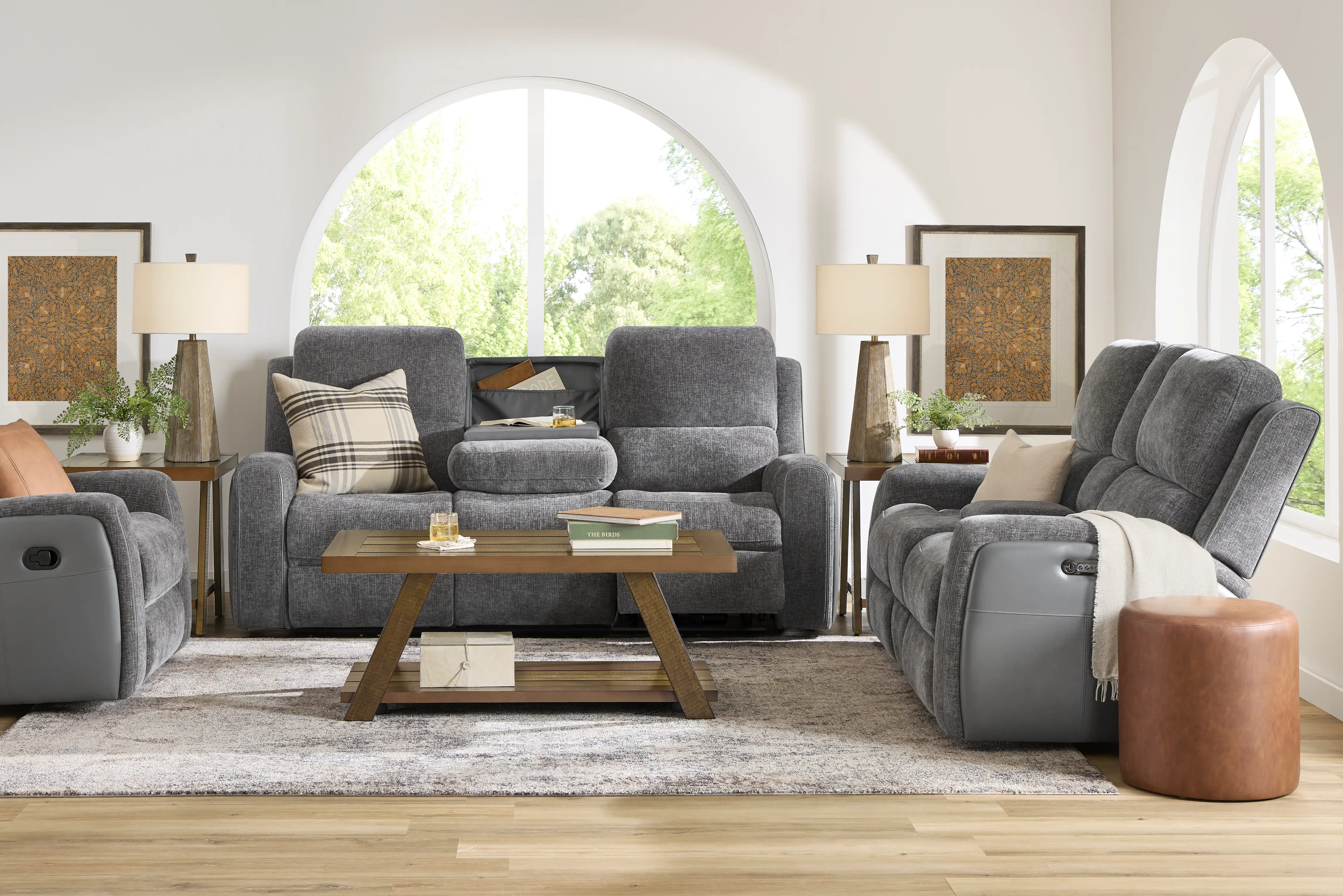 Harrison Charcoal Dual Power Reclining Sofa - Thumbnail - Image 2