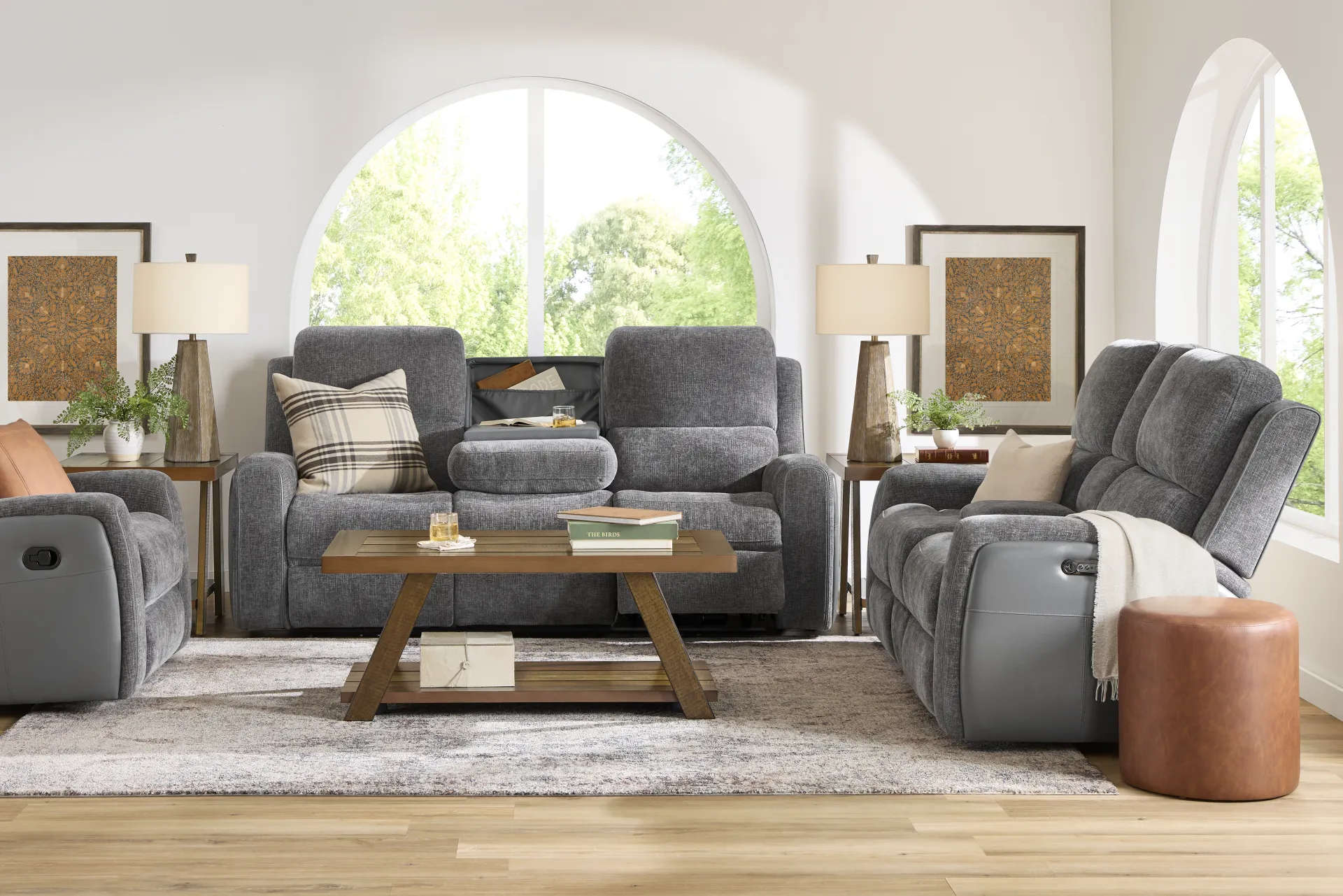 Harrison Charcoal Dual Power Reclining Loveseat - Image 1