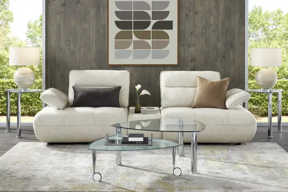 Olympia Linen Console Loveseat with Audio