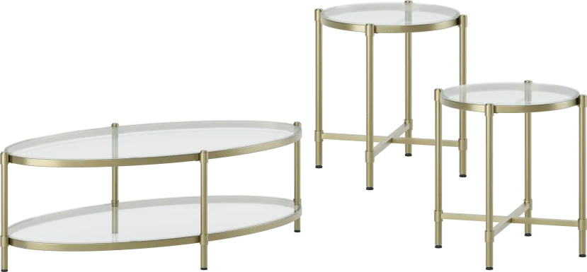 Alva Gold 3 Pc Table Set