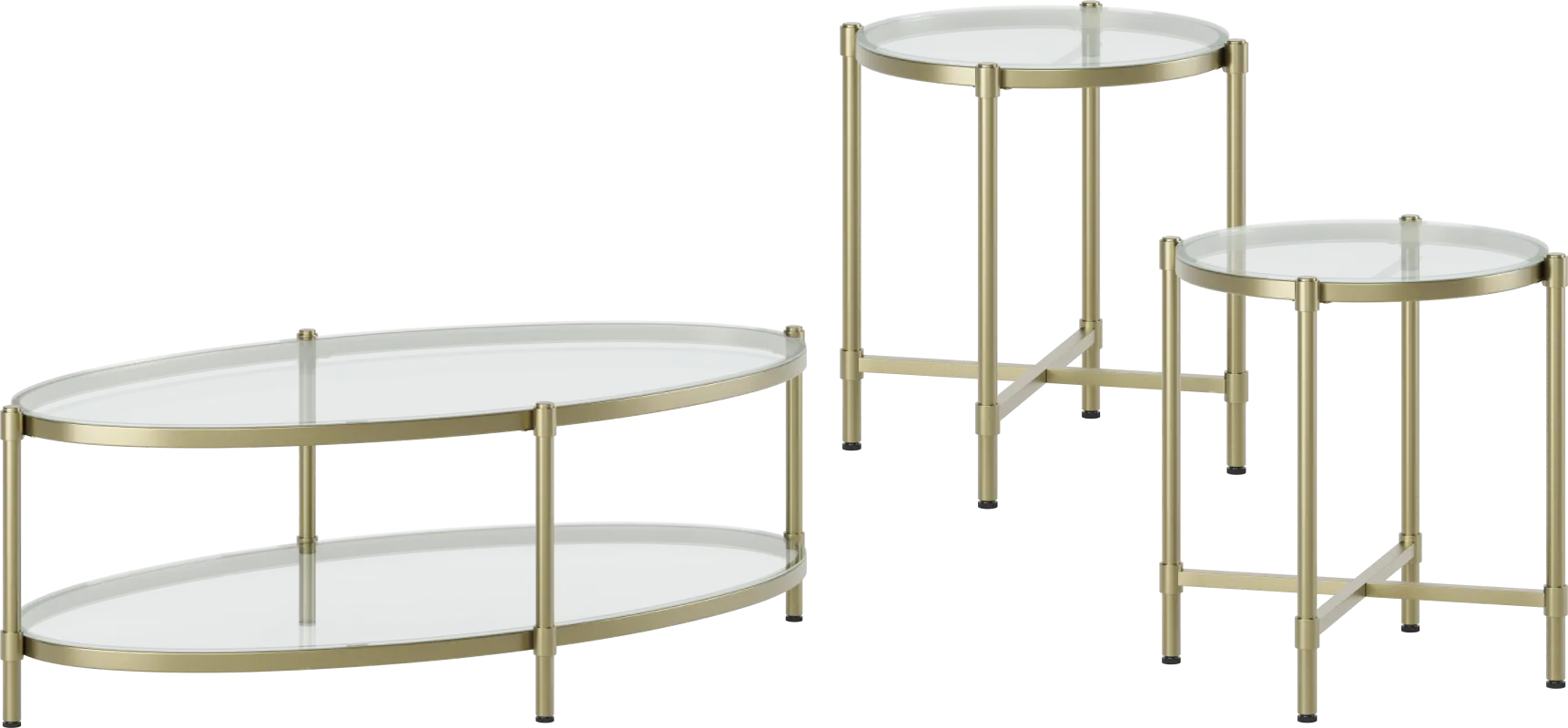 Alva Gold 3 Pc Table Set