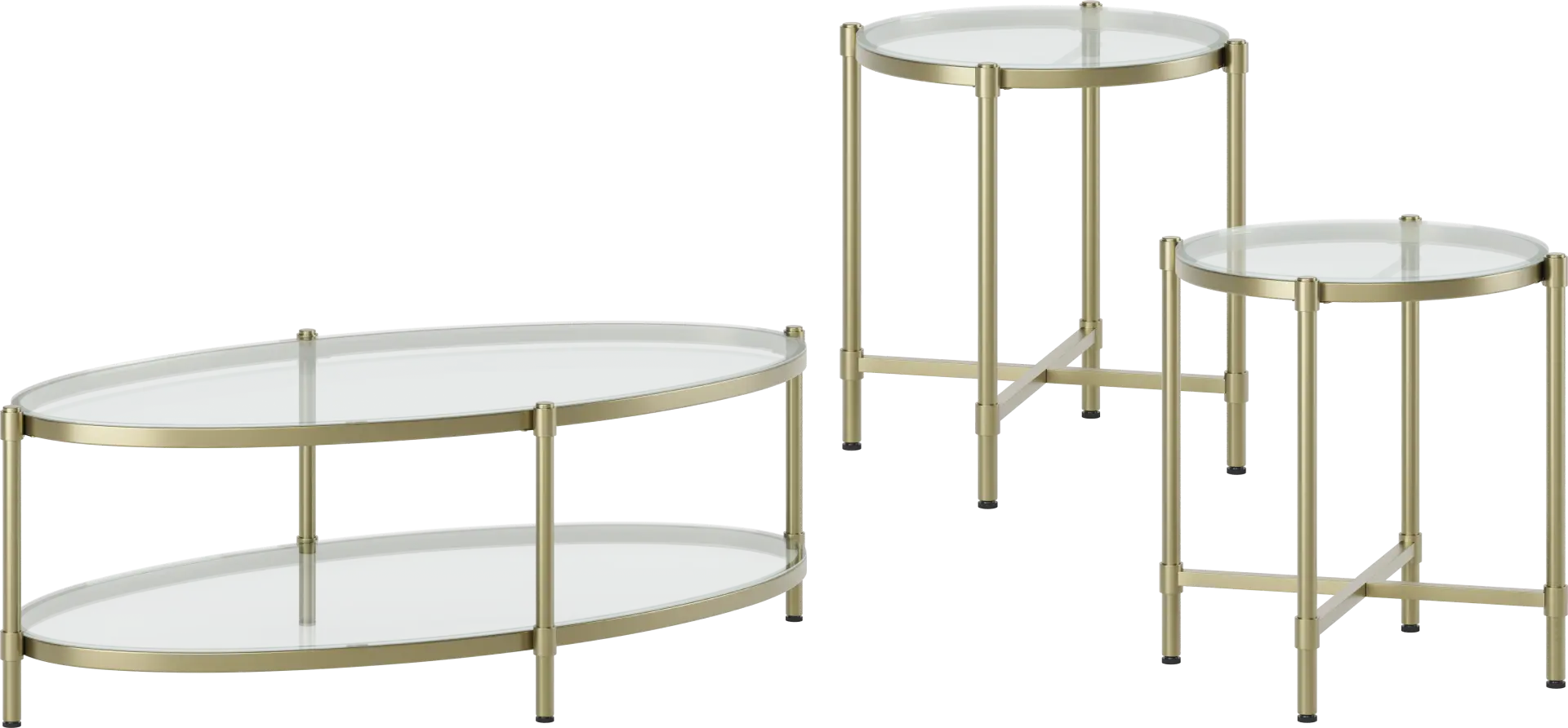 Alva Gold 3 Pc Table Set