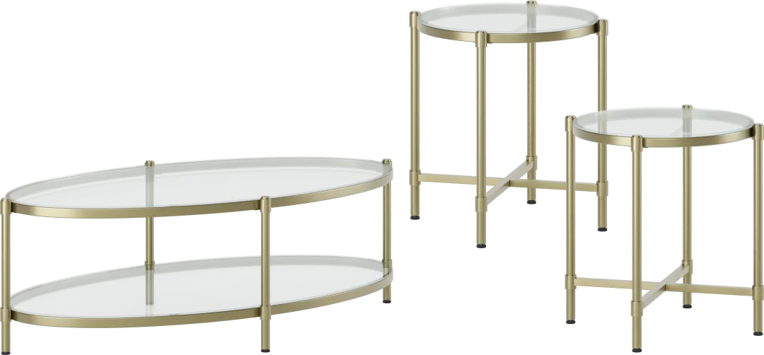 Alva Gold 3 Pc Table Set