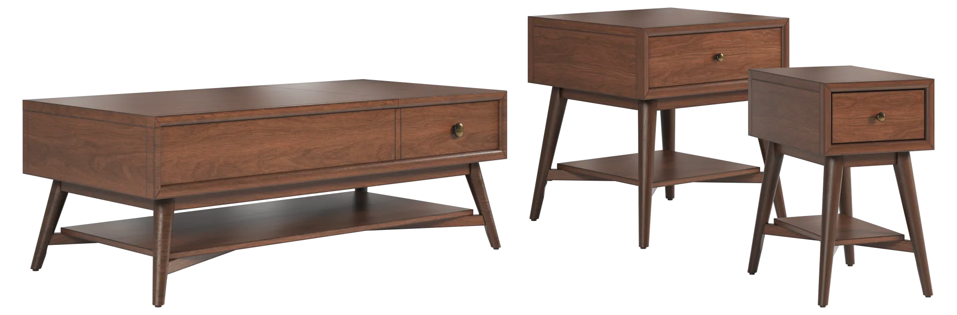 brown cherry 3 pc table set