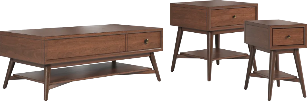 Greyson Brown Cherry Finish 3 Pc Table Set