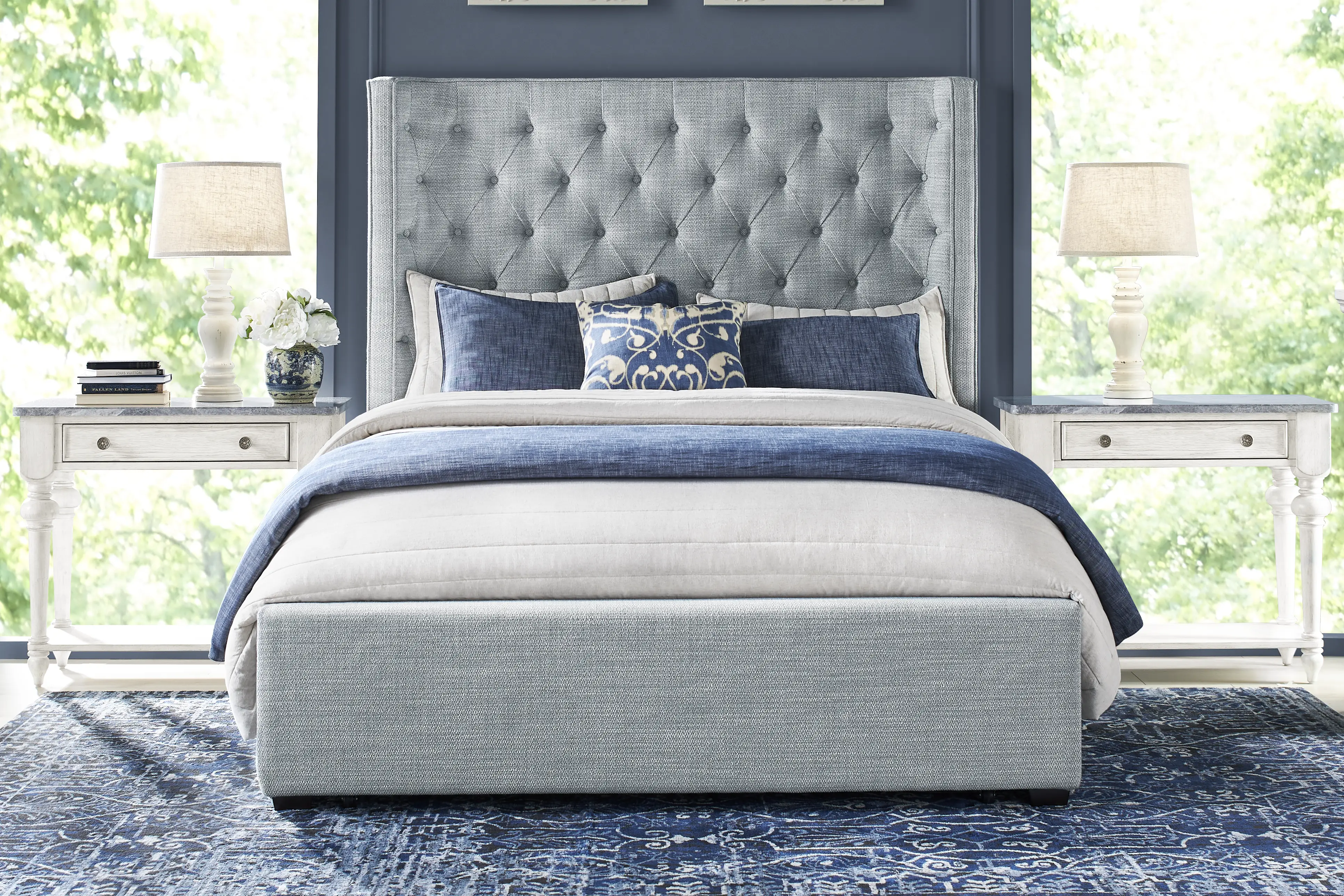 Harlow Hill Seafoam 5 Pc King Upholstered Bedroom - Thumbnail - Image 1