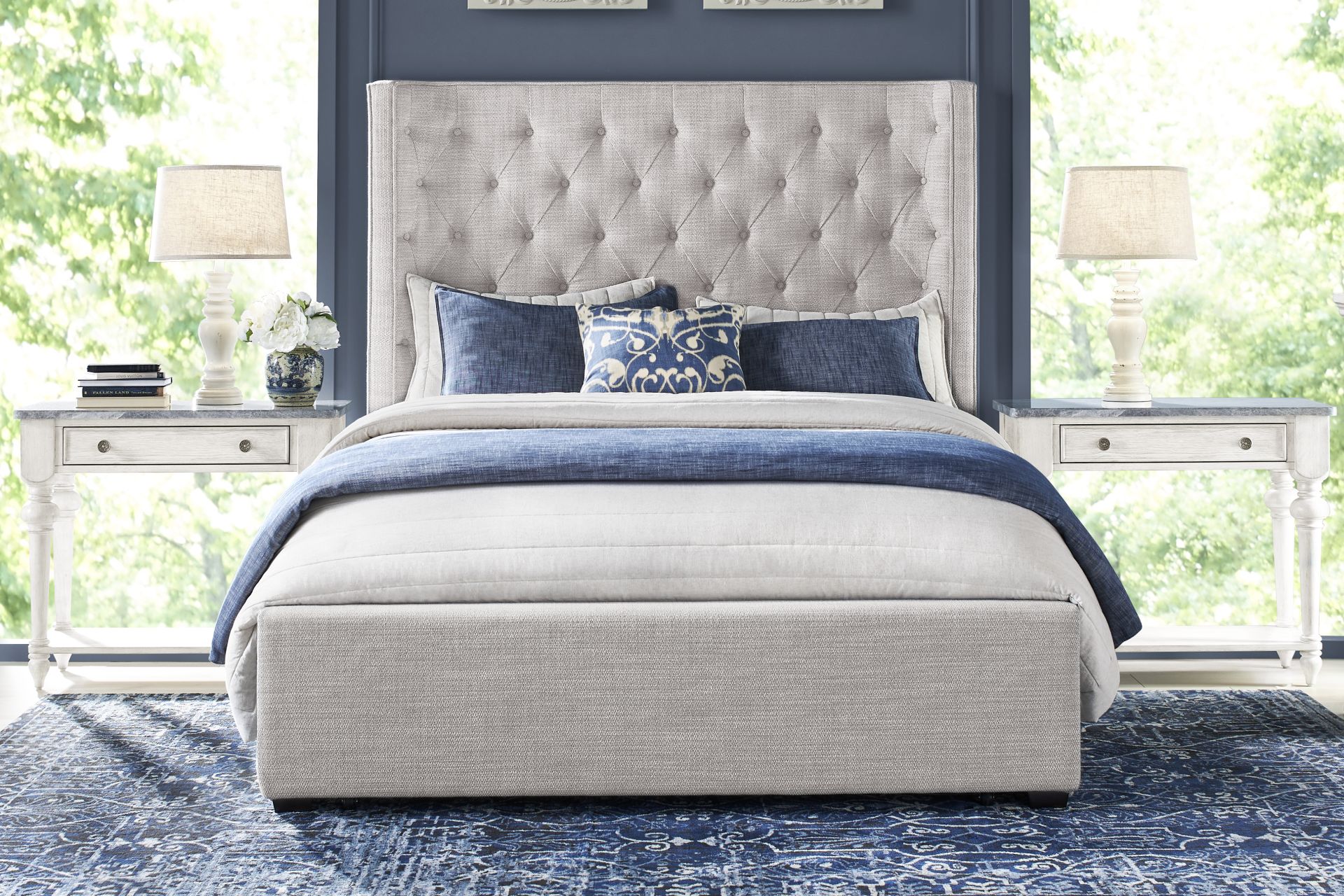 Harlow Hill Light Gray 5 Pc Queen Upholstered Bedroom - Image 1