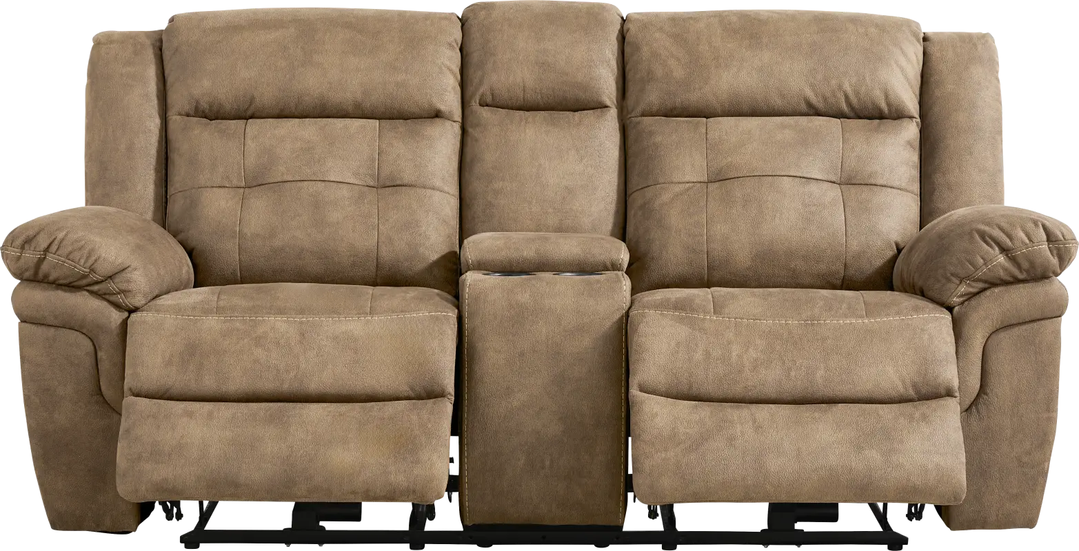 Hartford Brown Power Reclining Console Loveseat