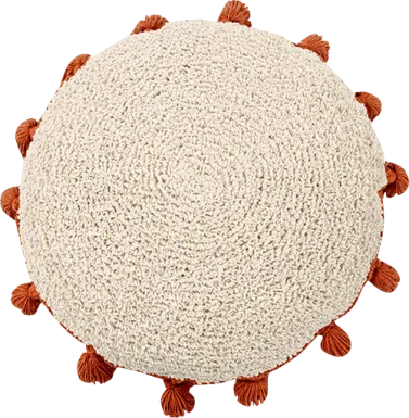 Kids Circle Tassels Natural/Terracotta Pillow
