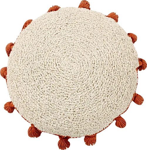 Kids Circle Tassels Natural/Terracotta Pillow - Image 1