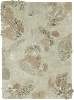 Kids Mushroom Forest Olive 4' x 5'3 Machine Washable Rug