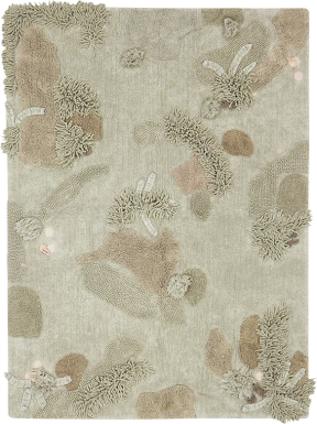 Kids Mushroom Forest Olive 4' x 5'3 Machine Washable Rug