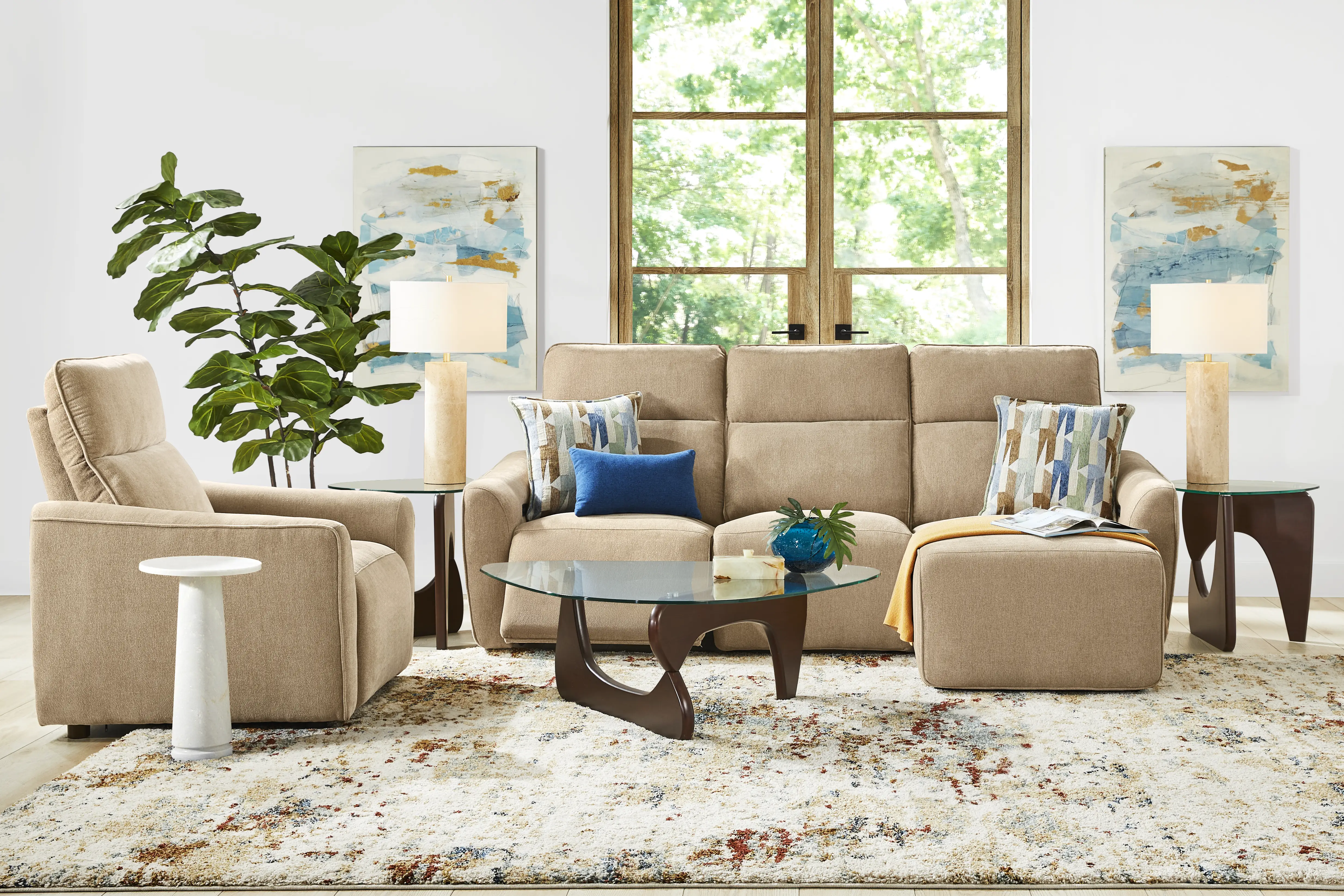 Tremont Sand 6 Pc Power Reclining Sectional Living Room - Thumbnail - Image 1