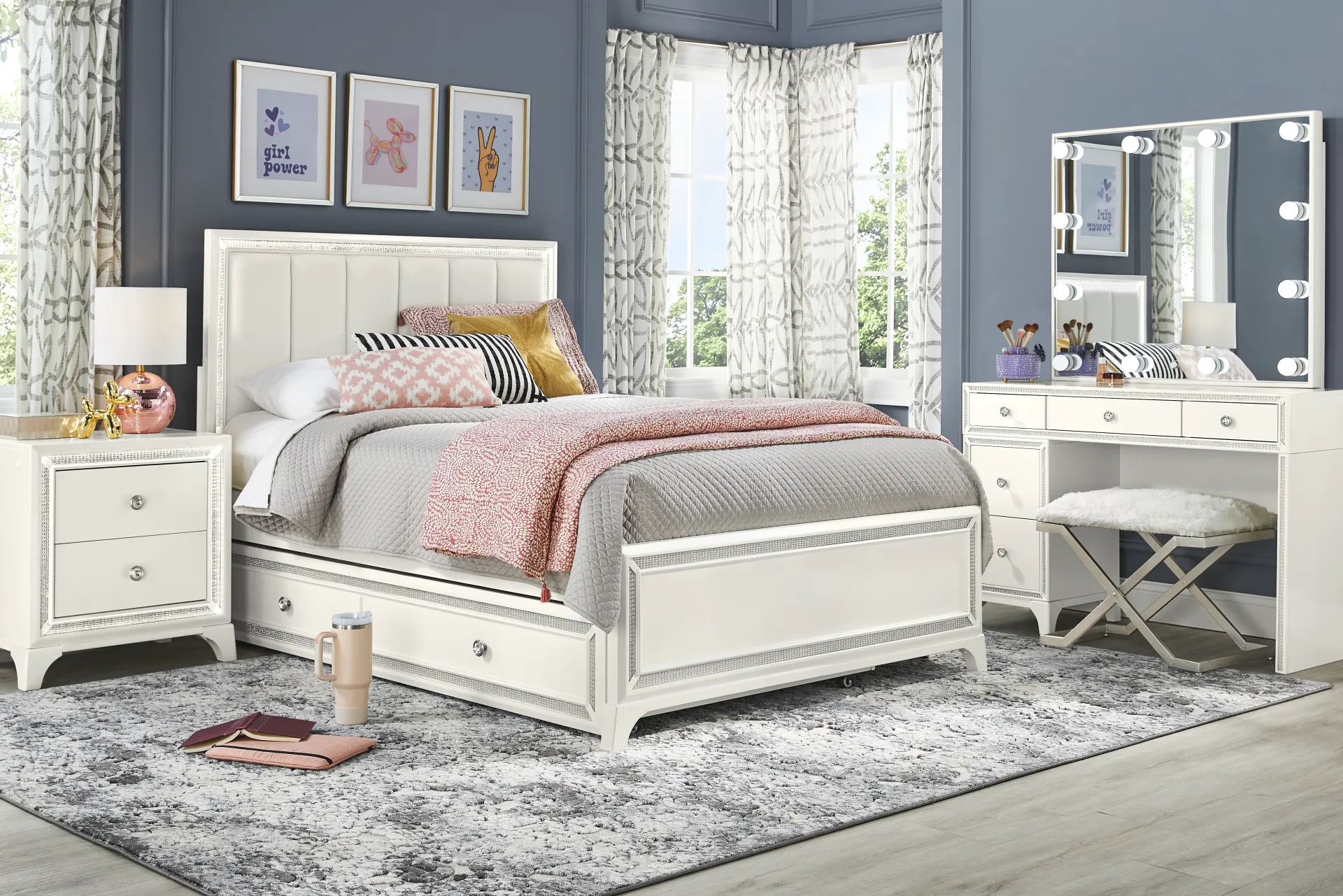 Kids Alyssa White Full Lighted Bedroom - Image 1