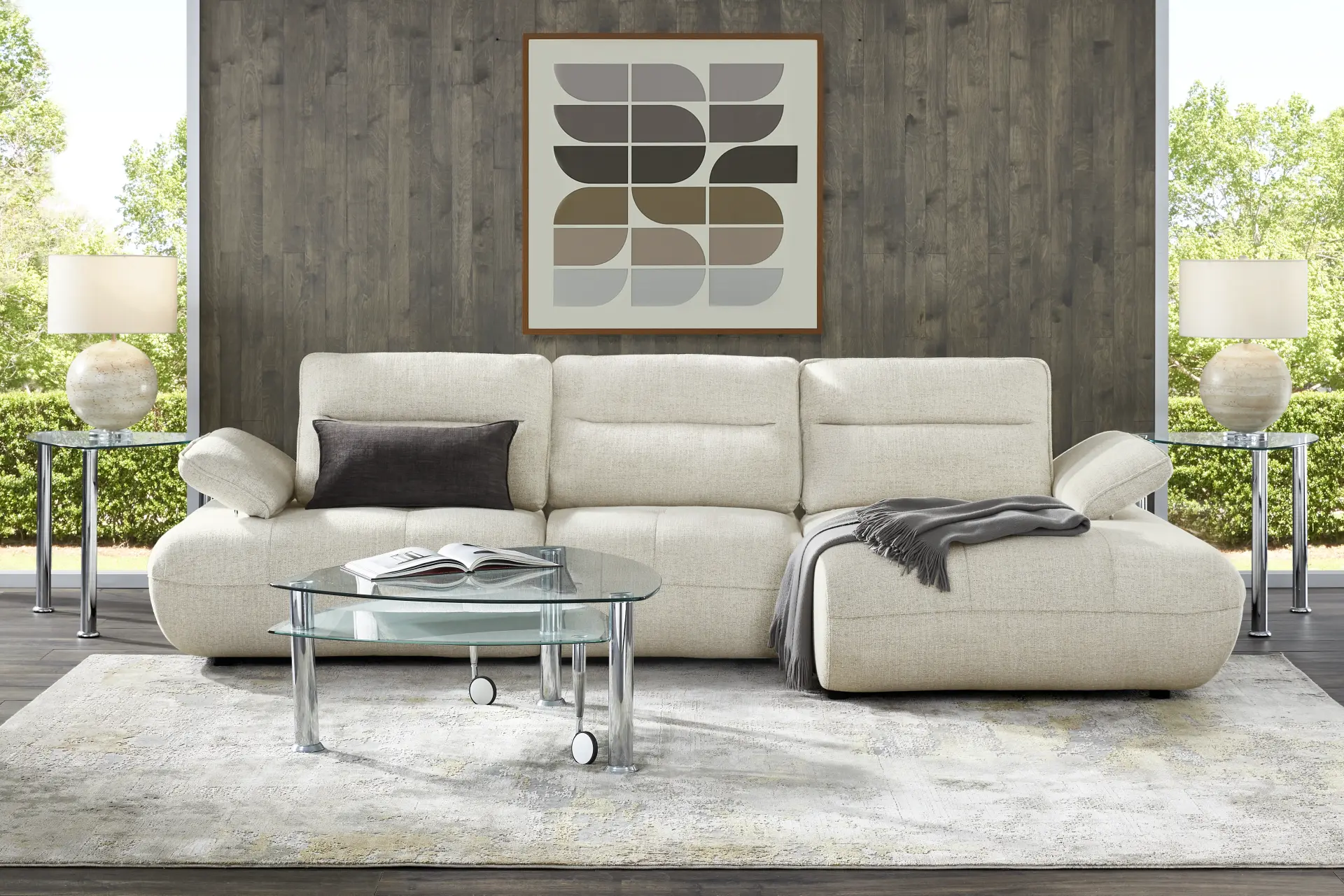 Olympia Linen Chaise Sofa
