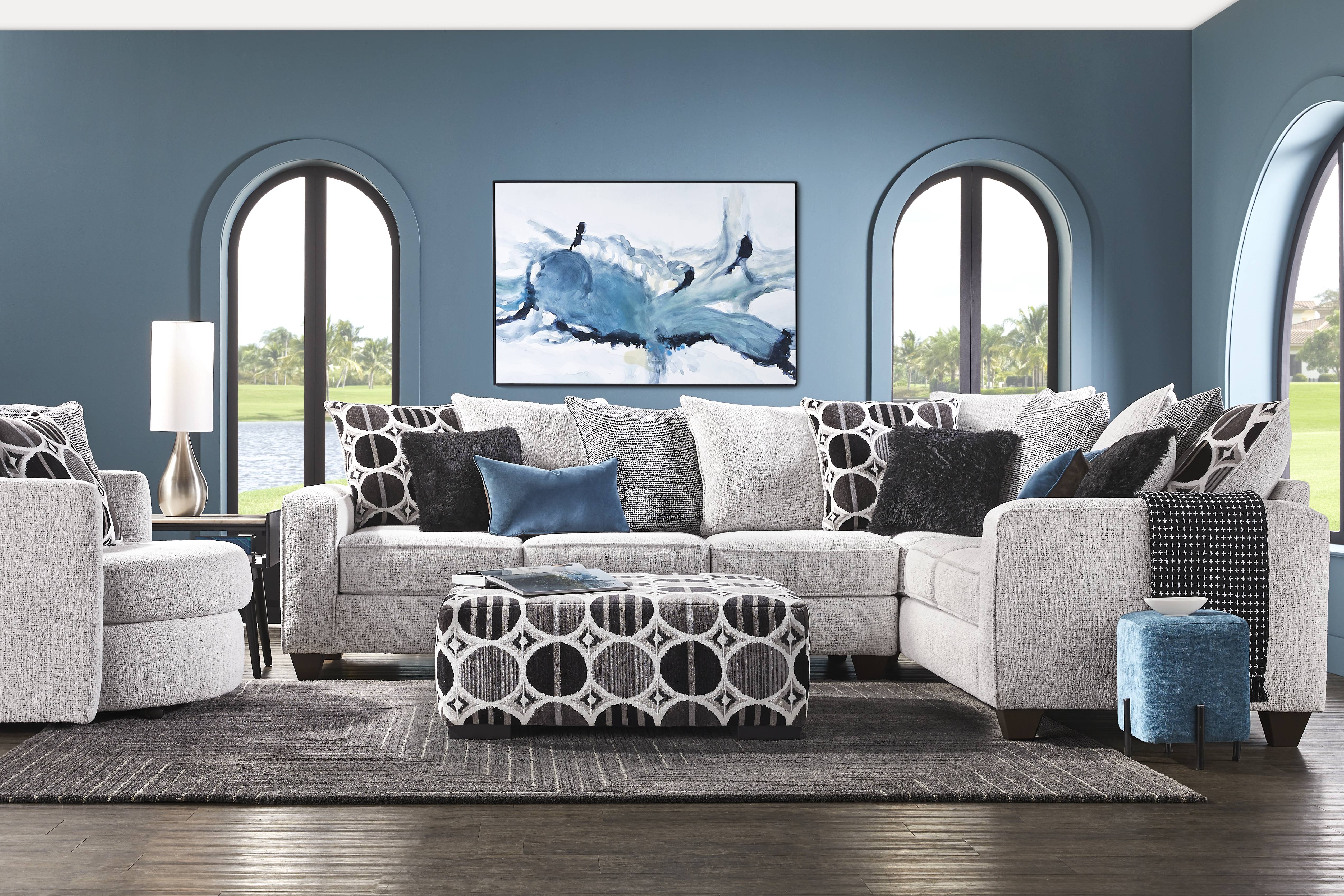 Benton Place Gray 3 Pc Sectional Living Room - Thumbnail - Image 1