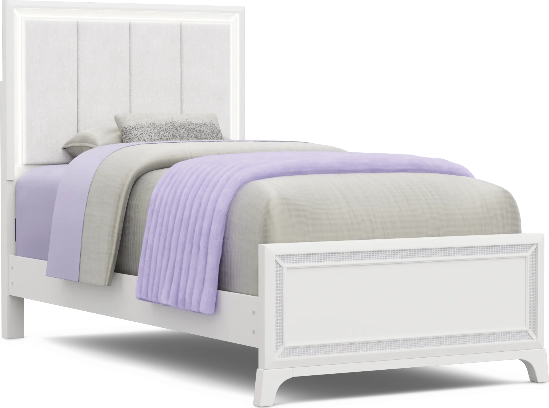 Kids Alyssa White Twin Lighted Upholstered Bed