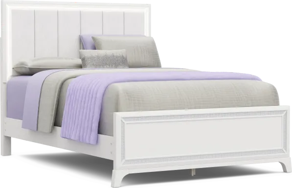 Kids Alyssa White Full Lighted Upholstered Bed